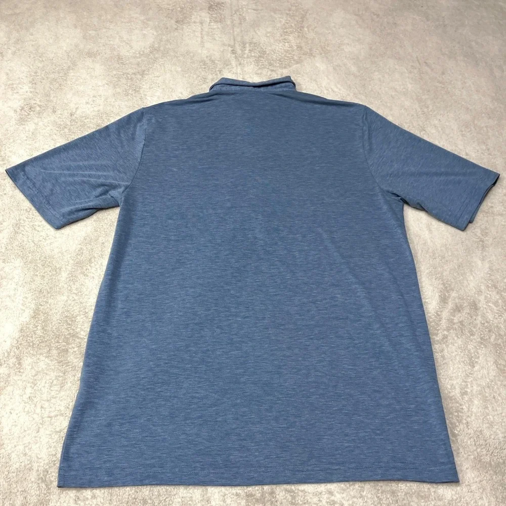 Criquet Polo Shirt Performance Short Sleeve Heathered Blue Mens Size M